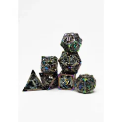 Pack 7 Dados Rol Metálicos D&D Arcoiris