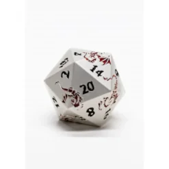 Pack 7 Dados Rol Metálicos D&D Dragón Rojo y Blanco