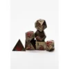Pack 7 Dados Rol Metálicos D&D Dragón Rojo y Oro