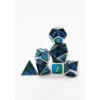 Pack 7 Dados Rol Metálicos D&D Mixed Plata Azul y Verde