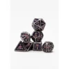 Pack 7 Dados Rol Metálicos D&D Morado Rojo Con Gema Rubí
