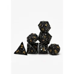 Pack 7 Dados Rol Metálicos D&D Niquel y Oro