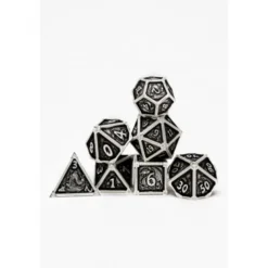 Pack 7 Dados Rol Metálicos D&D Plata