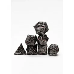 Pack 7 Dados Rol Metálicos D&D Solid Dragón Negro