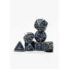 Pack 7 Dados Rol Metálicos D&D Turquesa con Gema Rubí