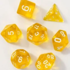 Pack 7 Dados Rol Transparente Amarillo Y Blanco