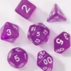 Pack 7 Dados Rol Transparente Morado Y Blanco