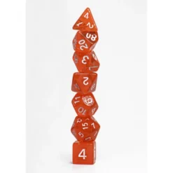 Pack 7 Dados Rol Transparente Naranja Y Blanco