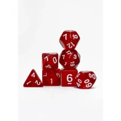 Pack 7 Dados Rol Transparente Rojo Y Blanco