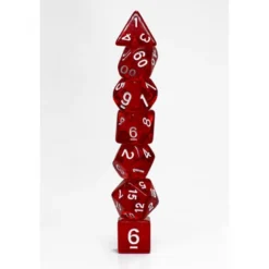Pack 7 Dados Rol Transparente Rojo Y Blanco