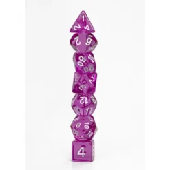 Pack 7 Dados Rol Transparente Rosa Y Blanco