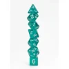 Pack 7 Dados Rol Transparente Verde Agua Y Blanco