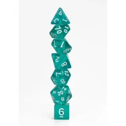 Pack 7 Dados Rol Transparente Verde Agua Y Blanco