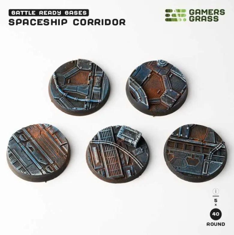 Spaceship Corridor Bases Round 40mm (x5)
