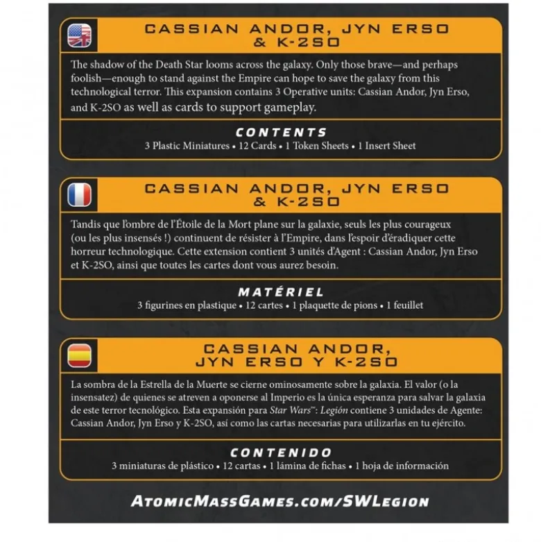 SW Legión: Cassian Andor, Jyn Erso & K-2SO