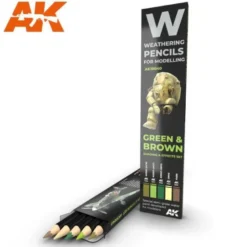 Watercolor Pencil Set Green and Brown Camouflages