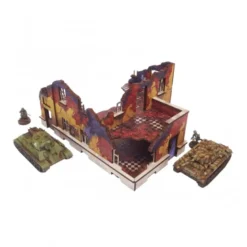 WW2 Ostfront Stalingrad School Left (with balcony) (1) (Prepintado) [28mm/1:56]